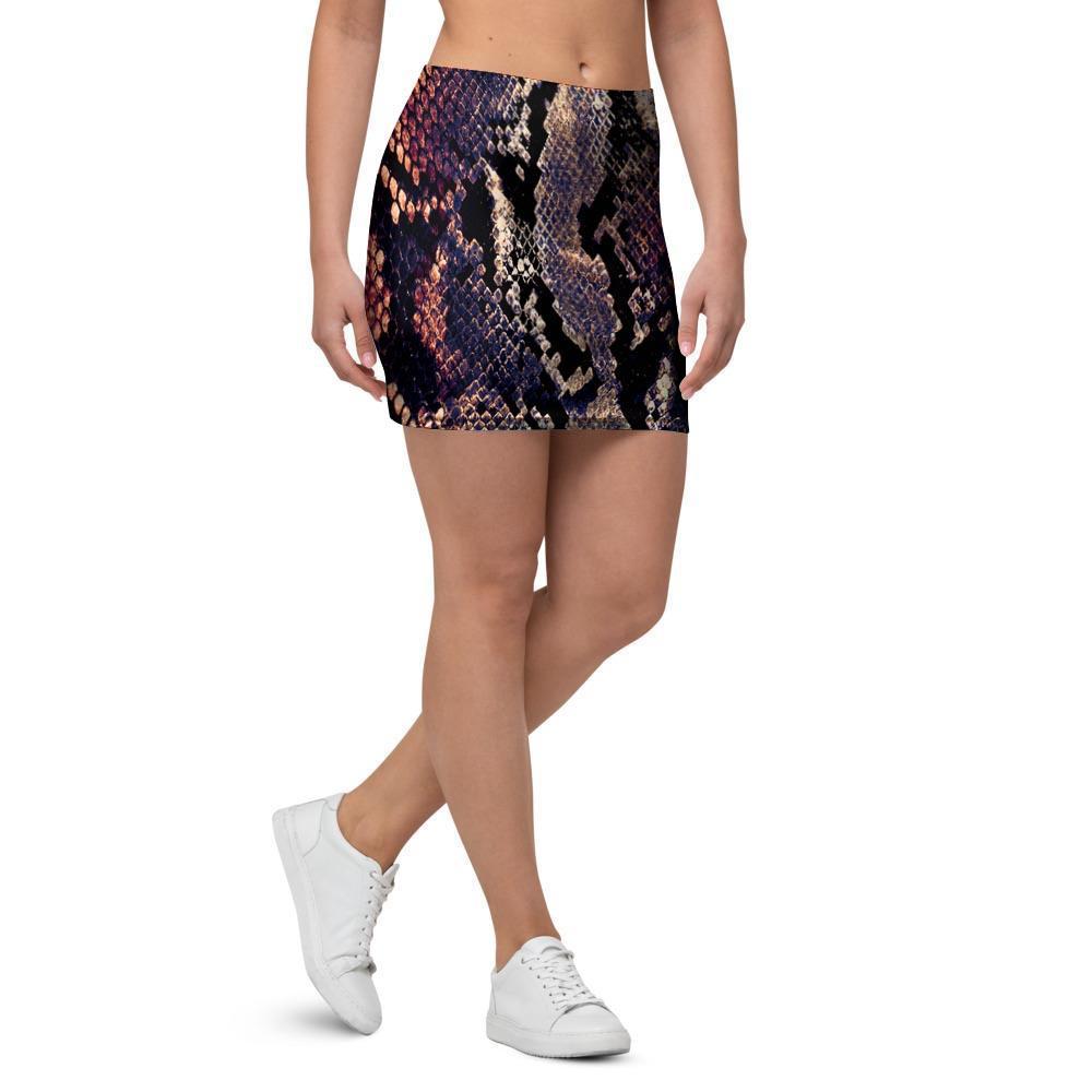 Python Snakeskin Print Mini Skirt-grizzshop