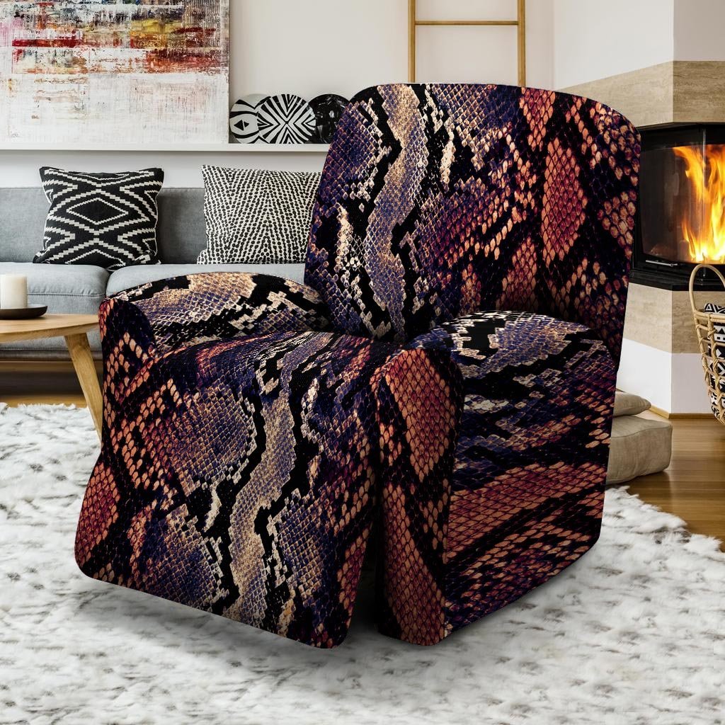 Python Snakeskin Print Recliner Cover-grizzshop