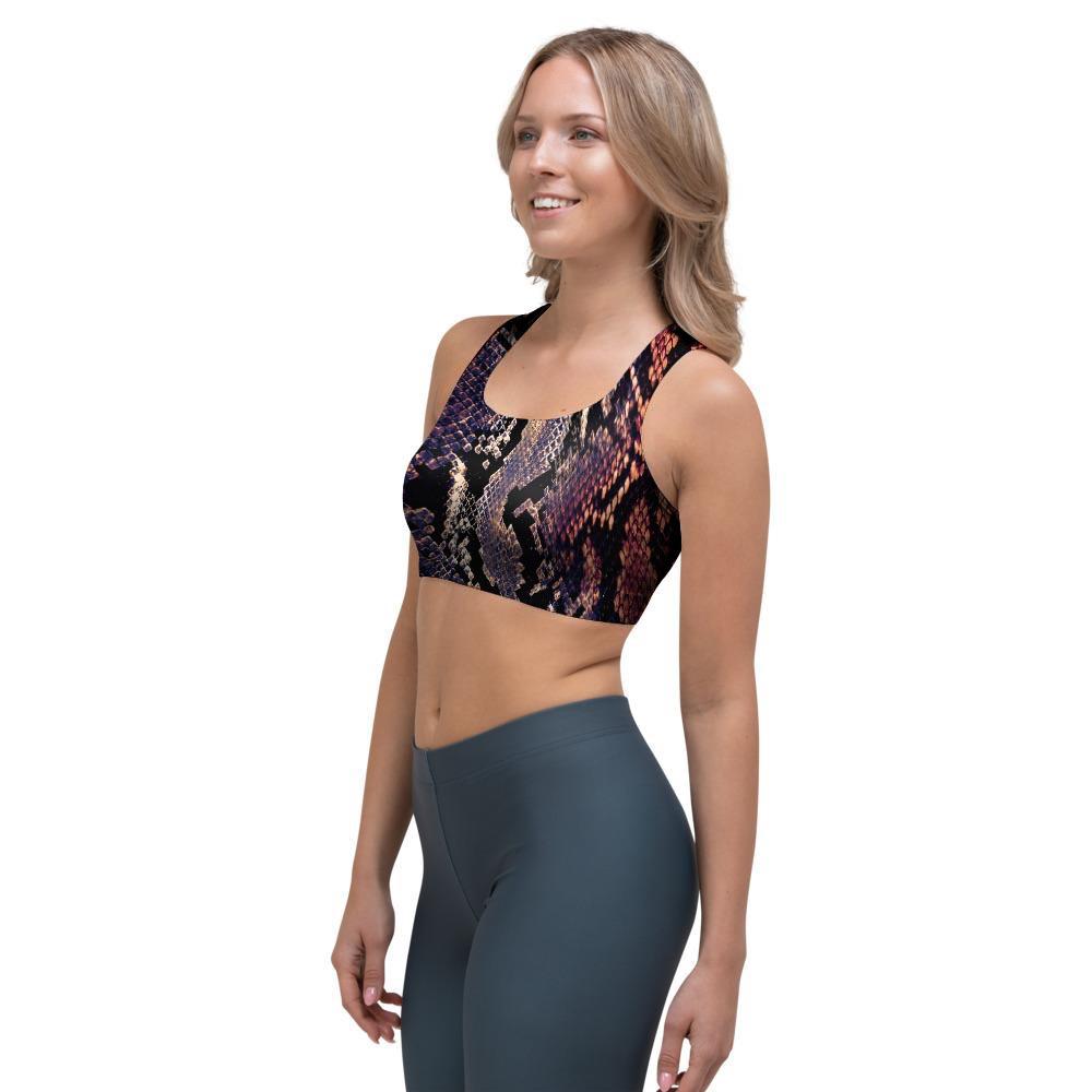 Python Snakeskin Print Sports Bra-grizzshop