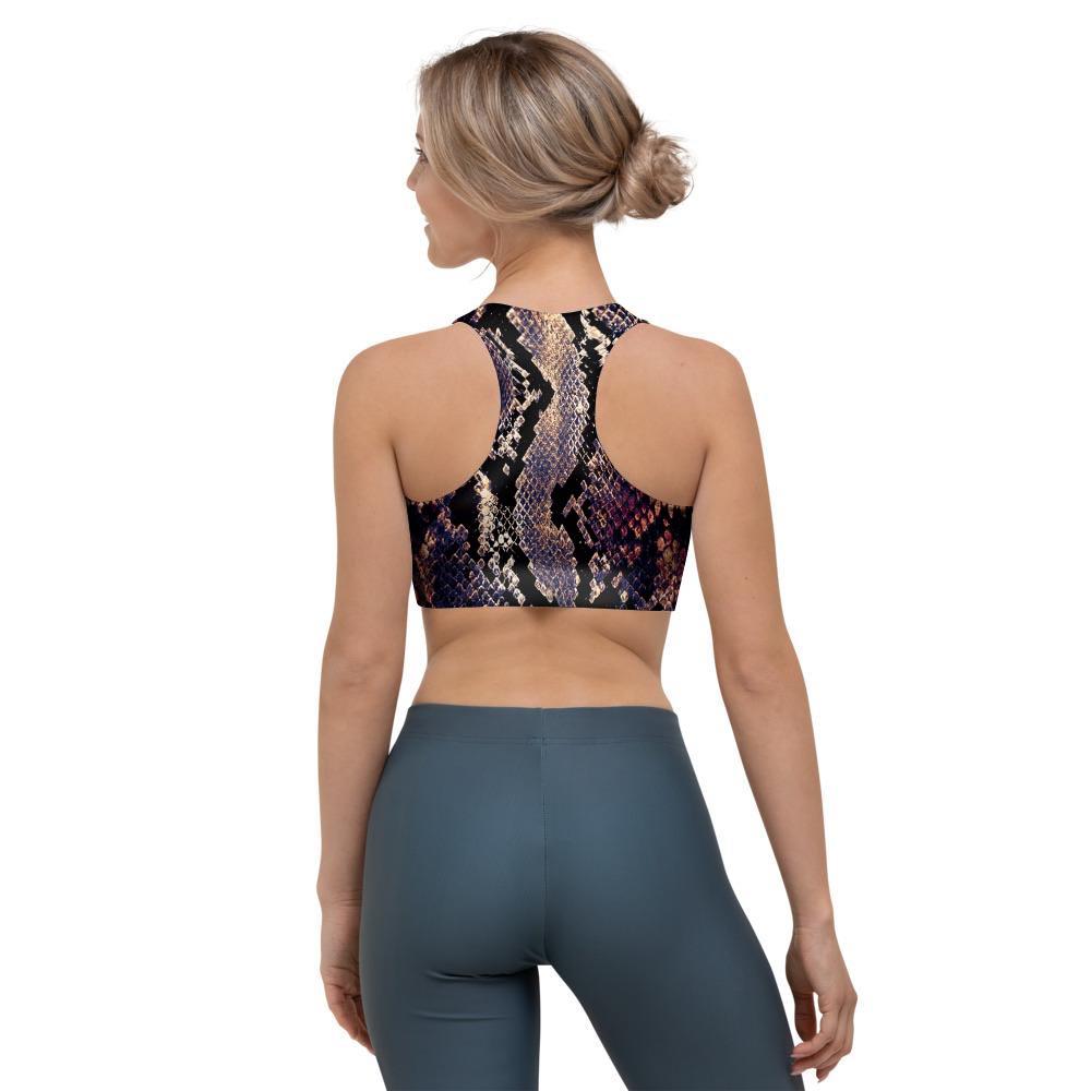 Python Snakeskin Print Sports Bra-grizzshop