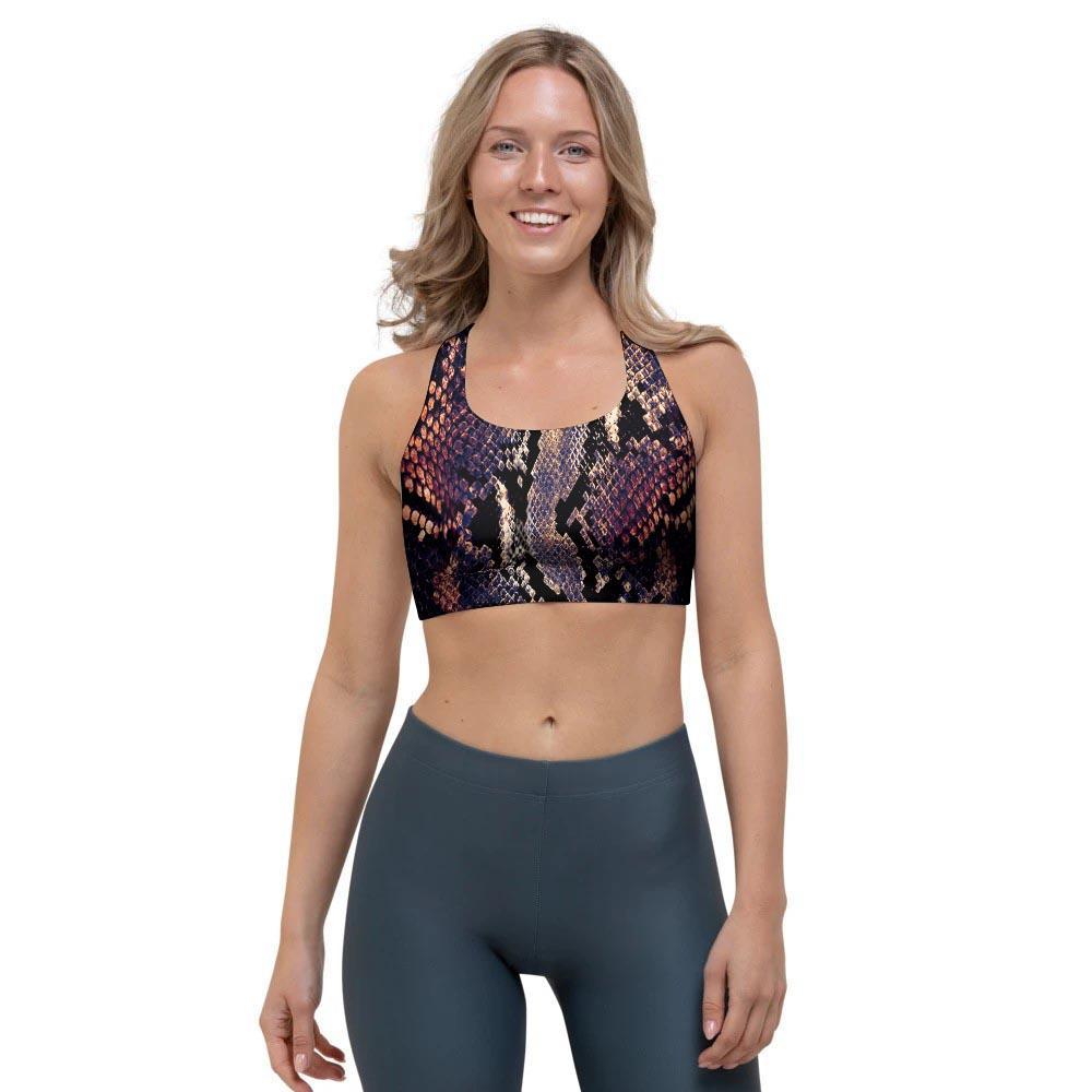 Python Snakeskin Print Sports Bra-grizzshop
