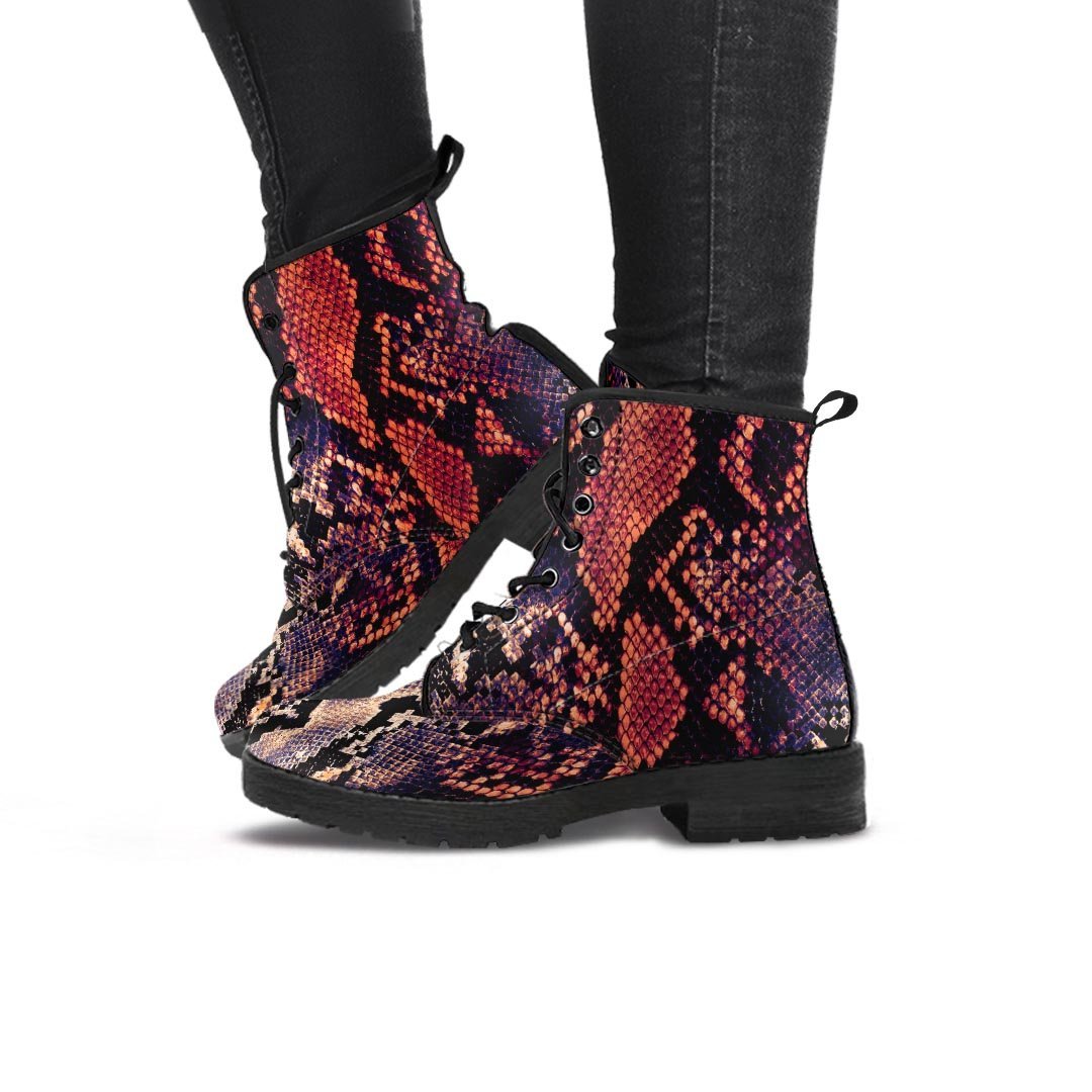 Python Snakeskin Print Women's Boots-grizzshop