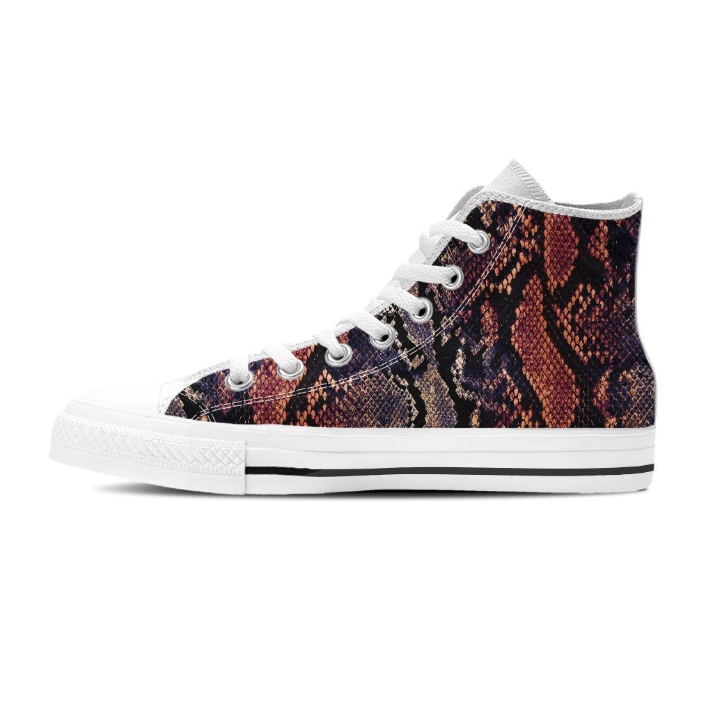 Python Snakeskin Print Women's High Top Shoes-grizzshop