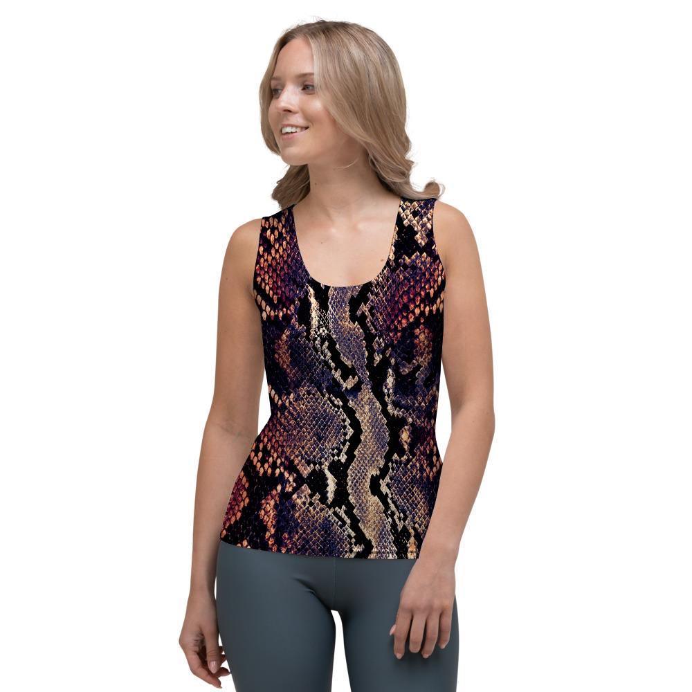 Python Snakeskin Print Women's Tank Top-grizzshop