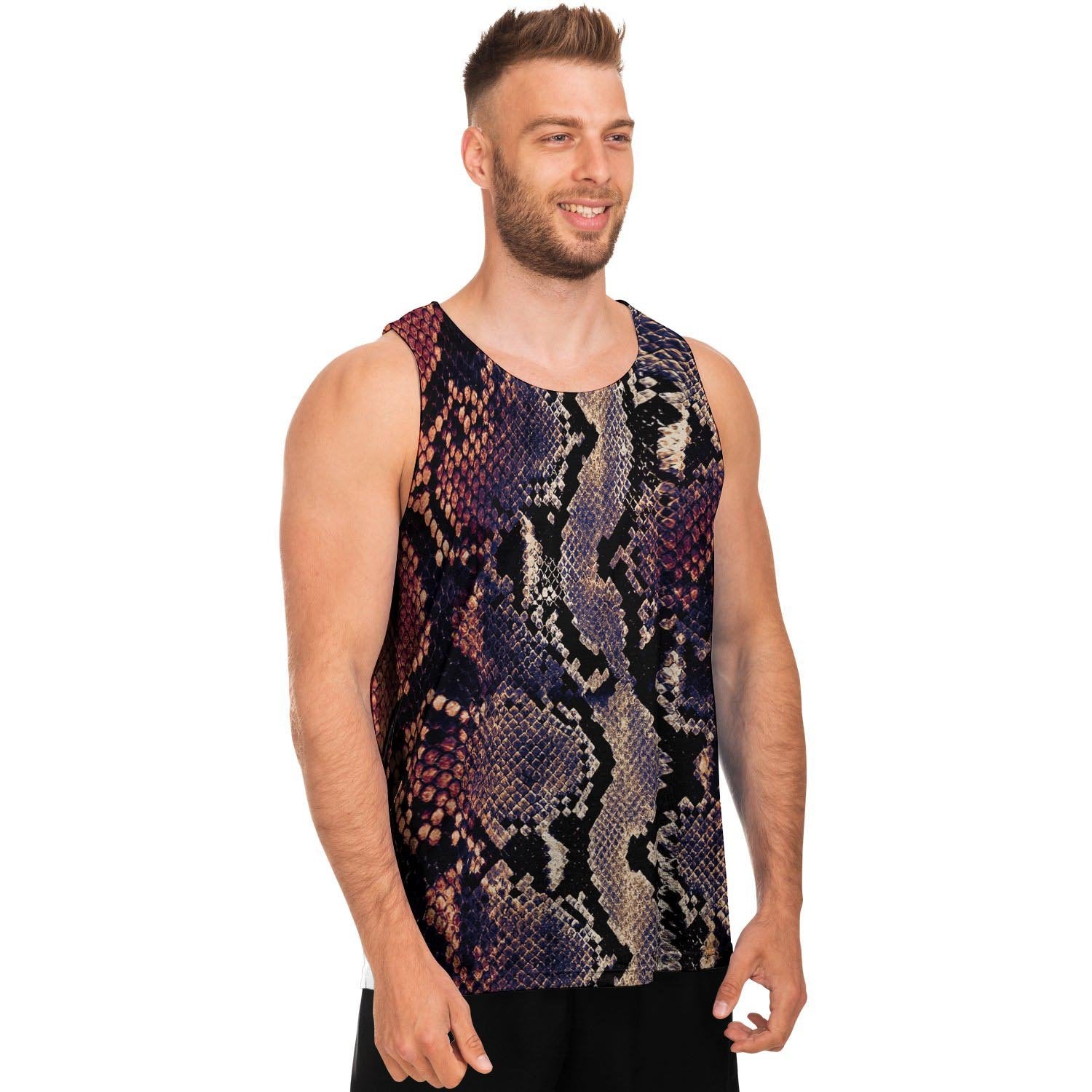Python Snakeskin Print Men's Tank Tops-grizzshop