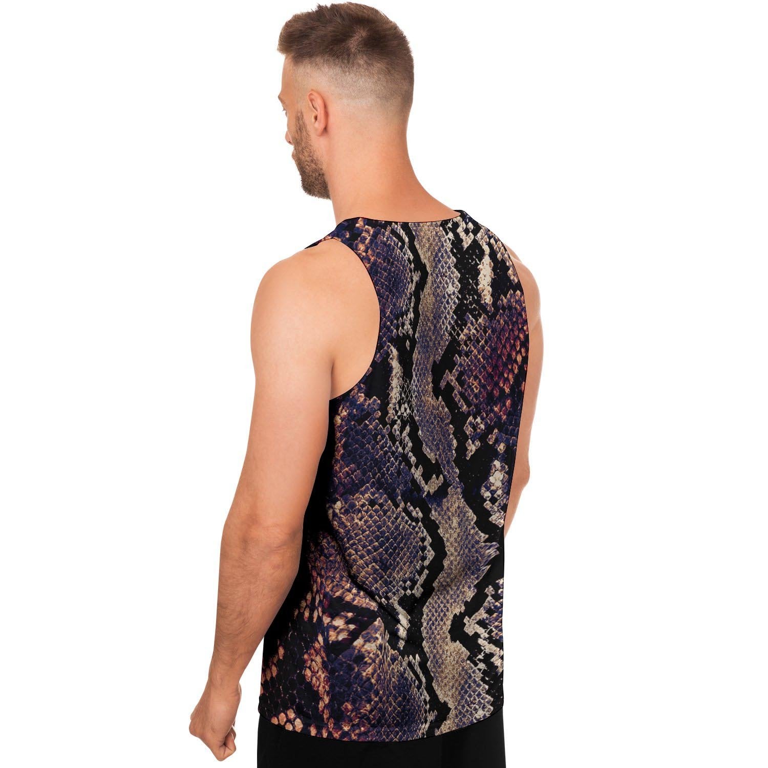 Python Snakeskin Print Men's Tank Tops-grizzshop