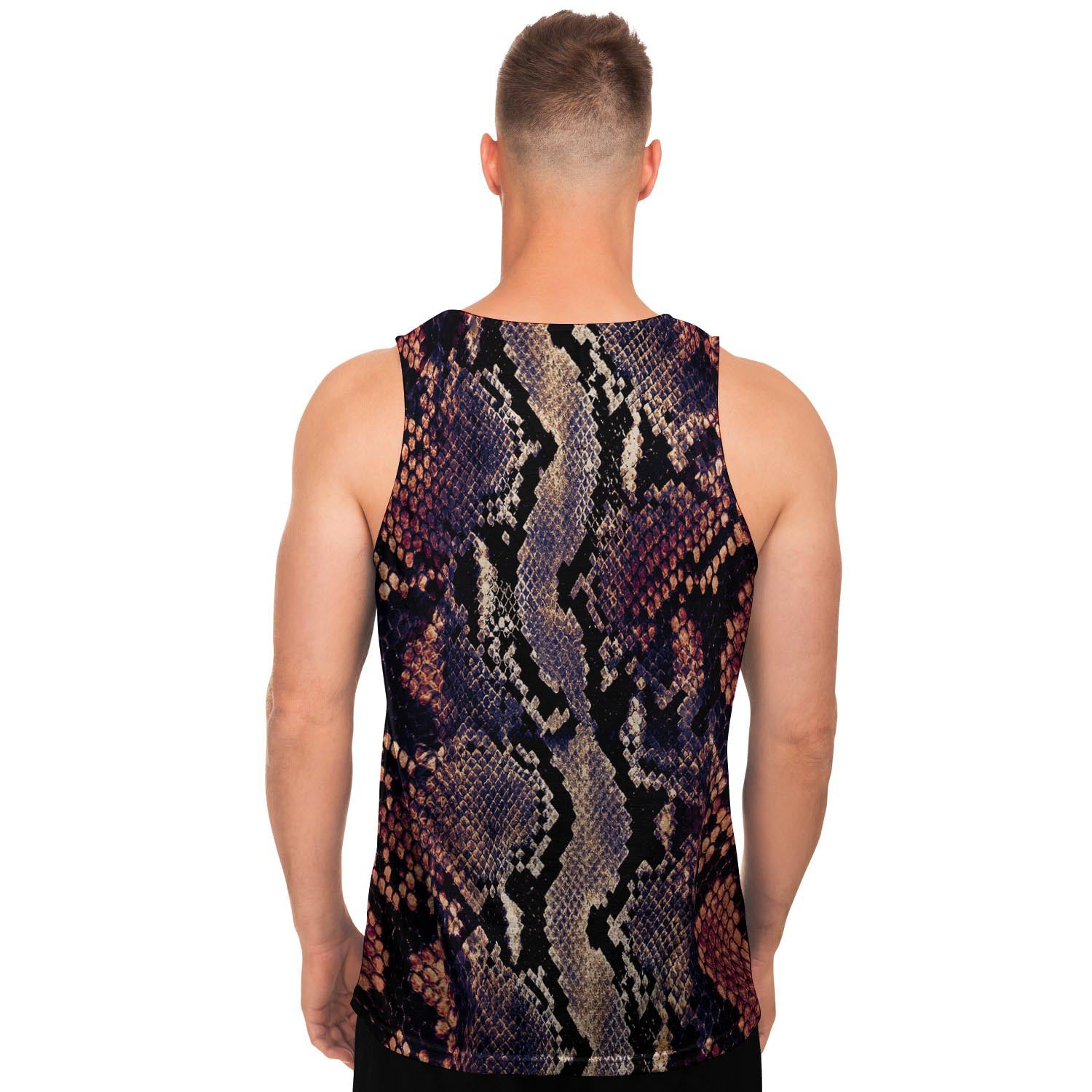Python Snakeskin Print Men's Tank Tops-grizzshop
