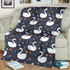 Queen Floral Swan Pattern Print Blanket-grizzshop