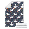 Queen Floral Swan Pattern Print Blanket-grizzshop