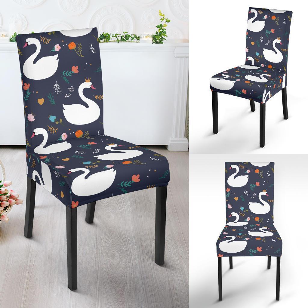 Queen Floral Swan Pattern Print Chair Cover-grizzshop