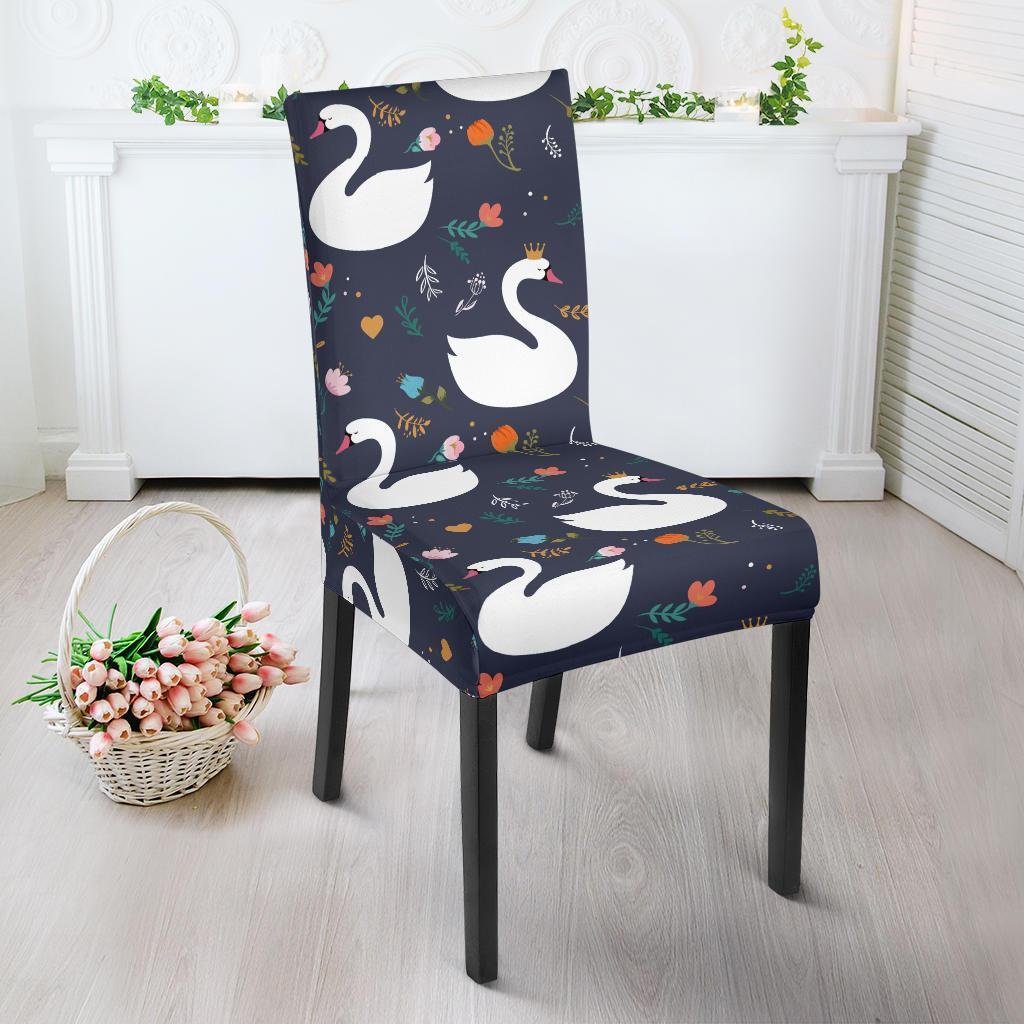 Queen Floral Swan Pattern Print Chair Cover-grizzshop