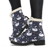 Queen Floral Swan Pattern Print Comfy Winter Boots-grizzshop