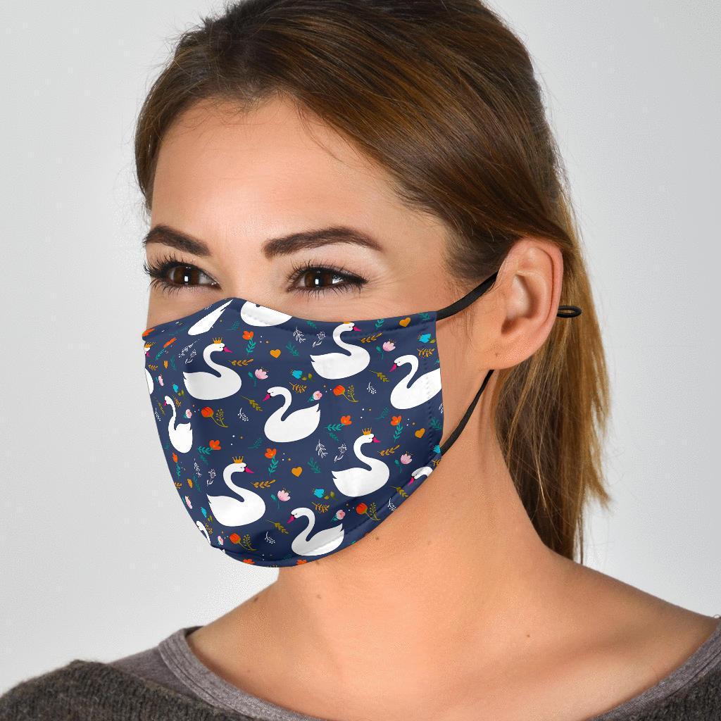 Queen Floral Swan Pattern Print Face Mask-grizzshop