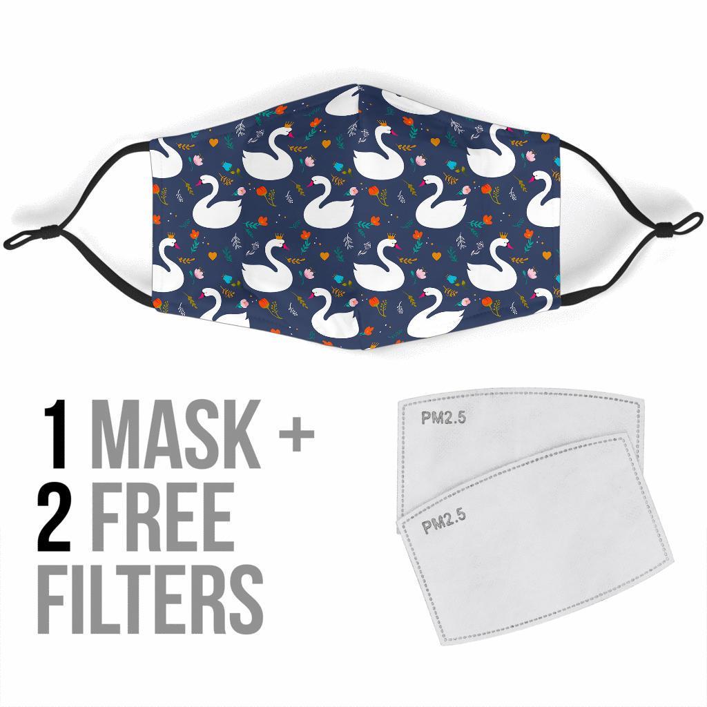 Queen Floral Swan Pattern Print Face Mask-grizzshop