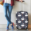 Queen Floral Swan Pattern Print Luggage Cover Protector-grizzshop