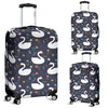Queen Floral Swan Pattern Print Luggage Cover Protector-grizzshop