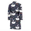 Queen Floral Swan Pattern Print Men Long Robe-grizzshop