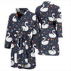 Queen Floral Swan Pattern Print Men Long Robe-grizzshop