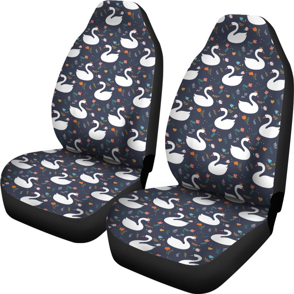 Queen Floral Swan Pattern Print Universal Fit Car Seat Cover-grizzshop