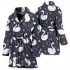 Queen Floral Swan Pattern Print Women Long Robe-grizzshop