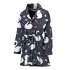 Queen Floral Swan Pattern Print Women Long Robe-grizzshop