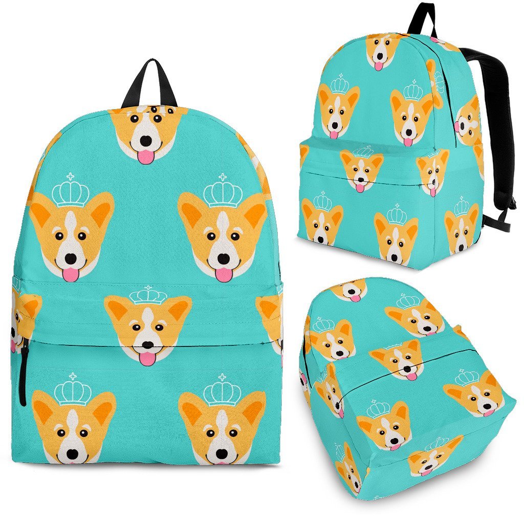 Queen King Corgi Pattern Print Backpack-grizzshop