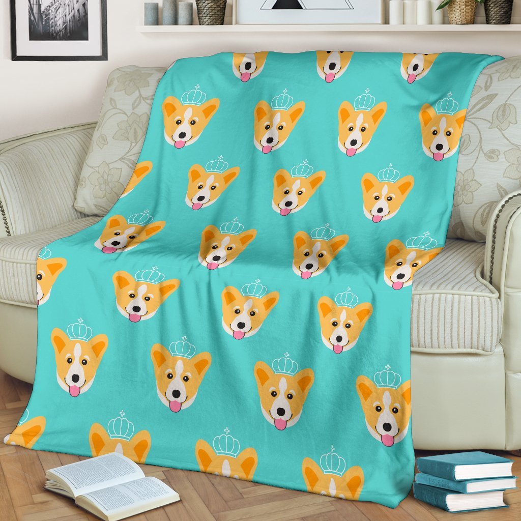 Queen King Corgi Pattern Print Blanket-grizzshop