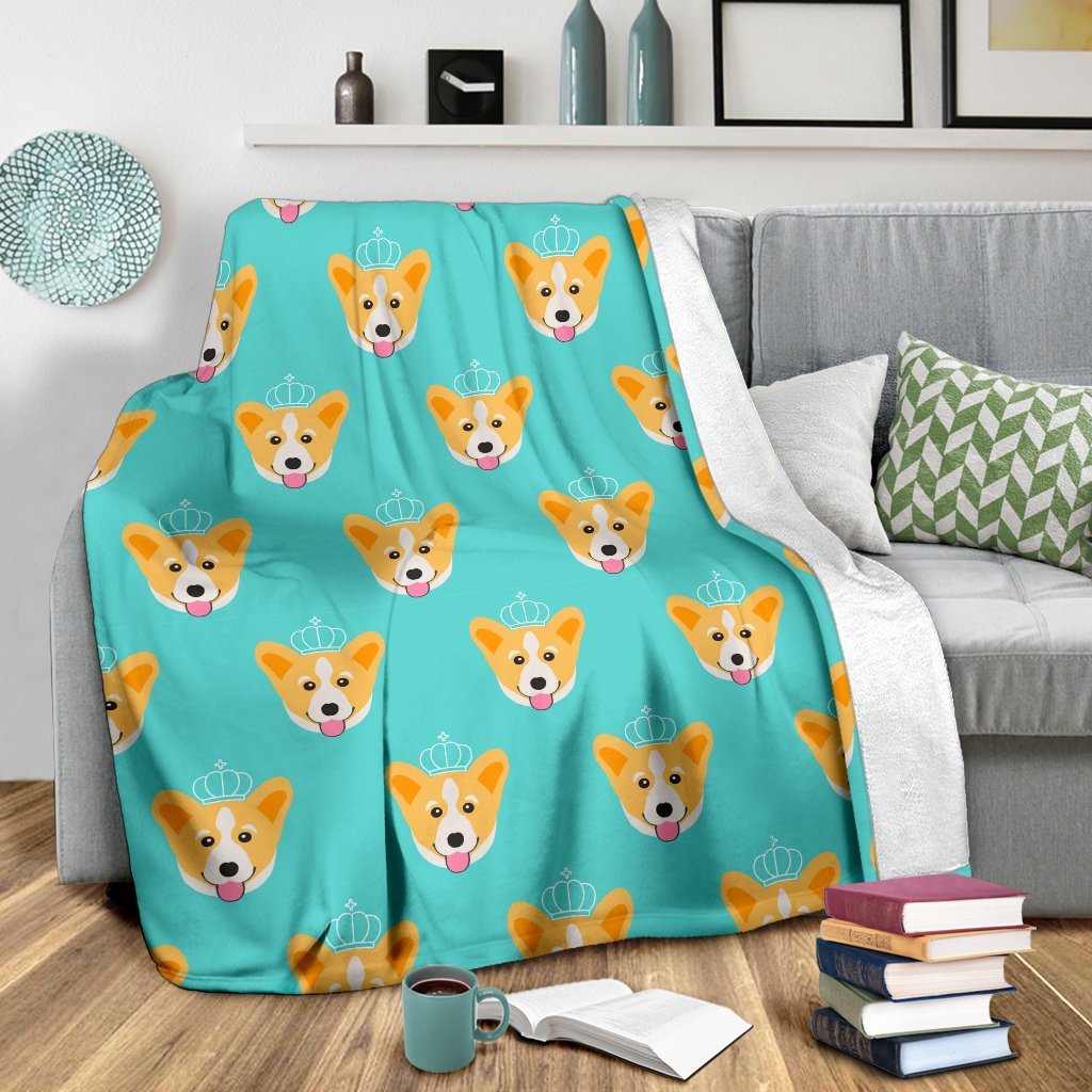 Queen King Corgi Pattern Print Blanket-grizzshop