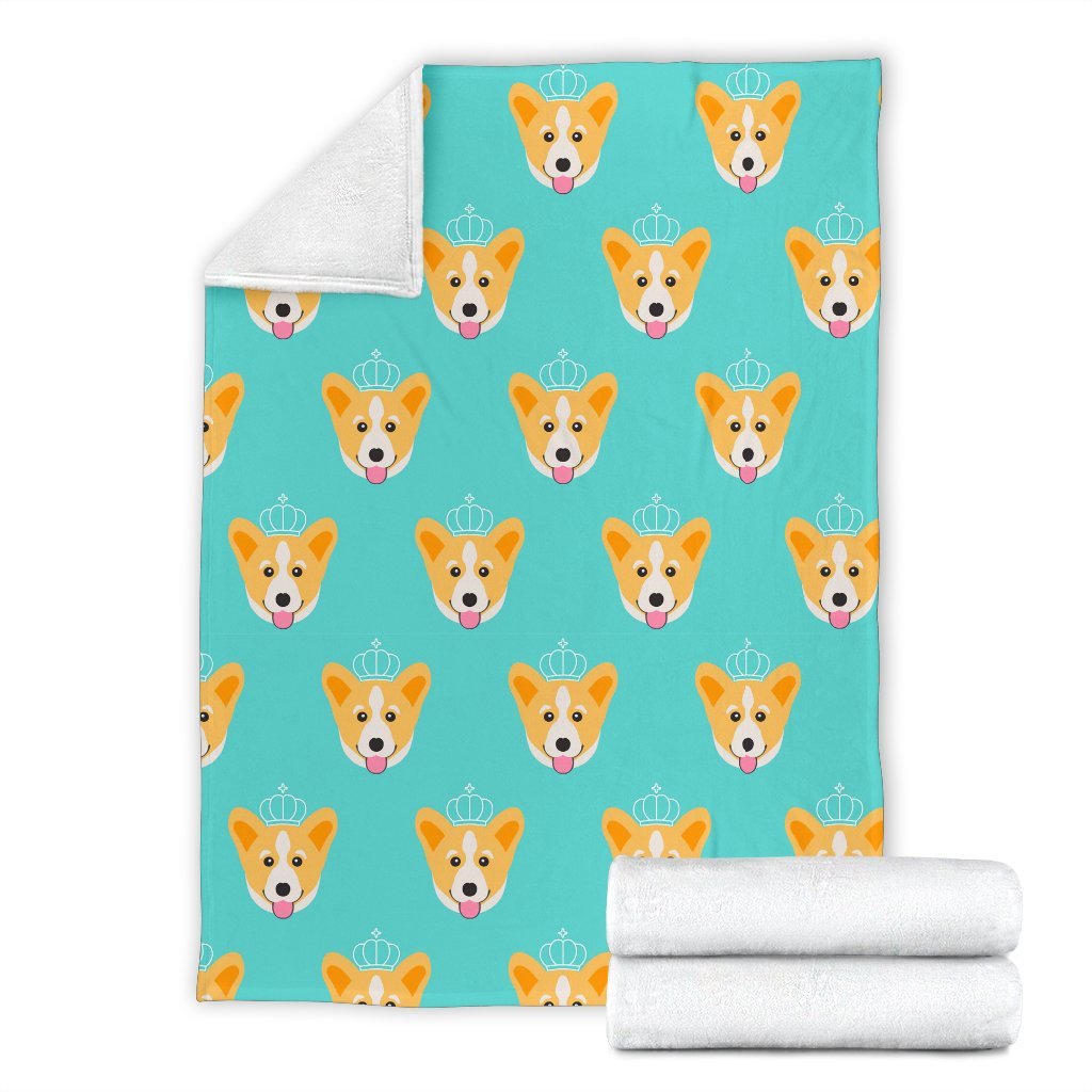 Queen King Corgi Pattern Print Blanket-grizzshop