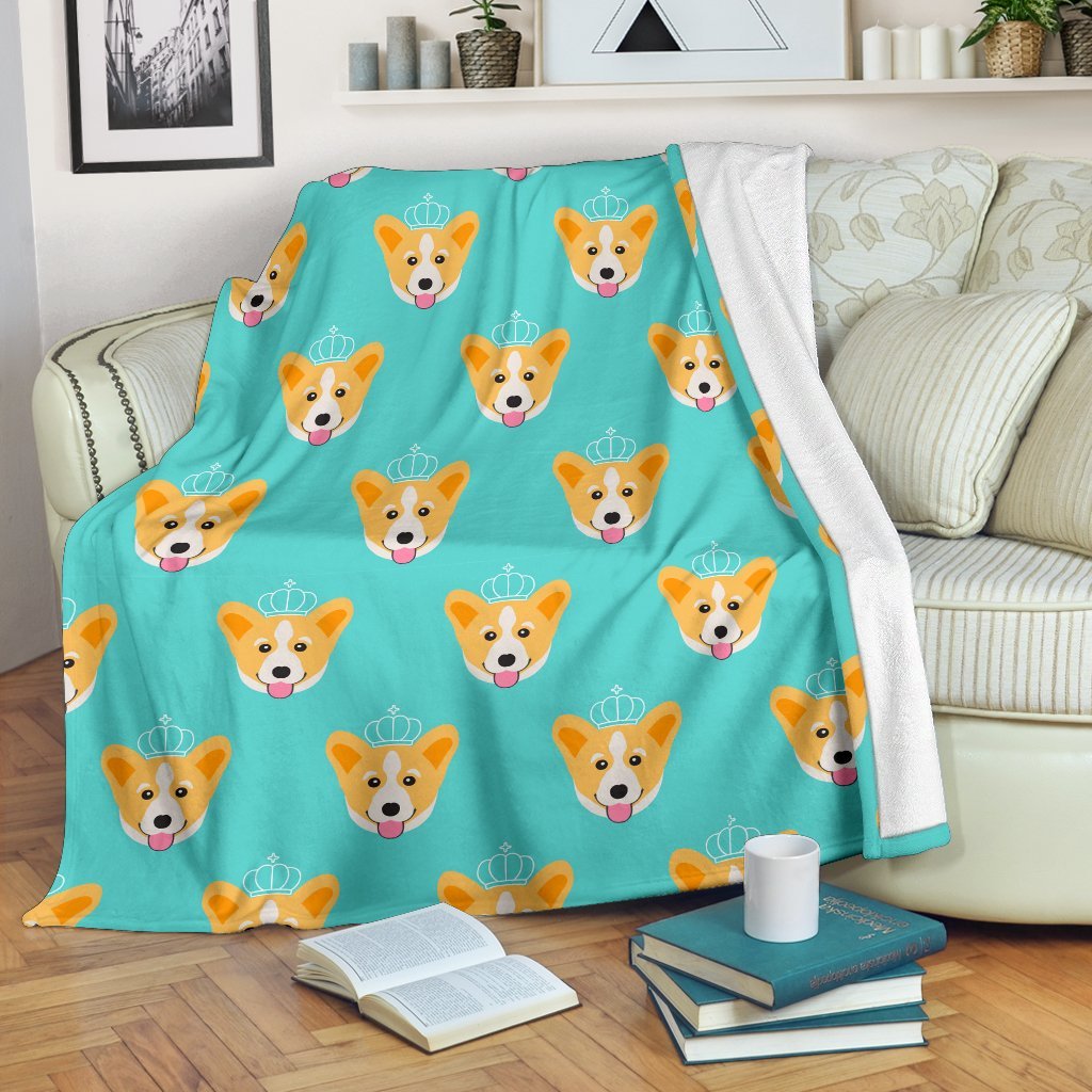 Queen King Corgi Pattern Print Blanket-grizzshop