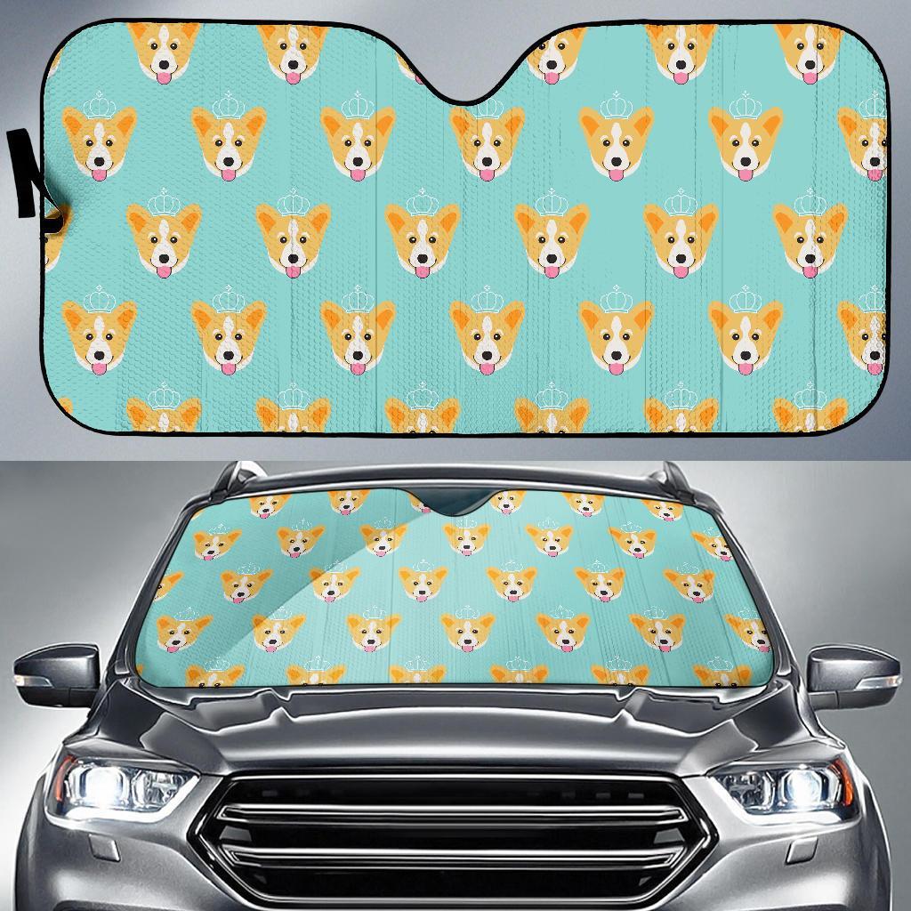Queen King Corgi Pattern Print Car Sun Shade-grizzshop