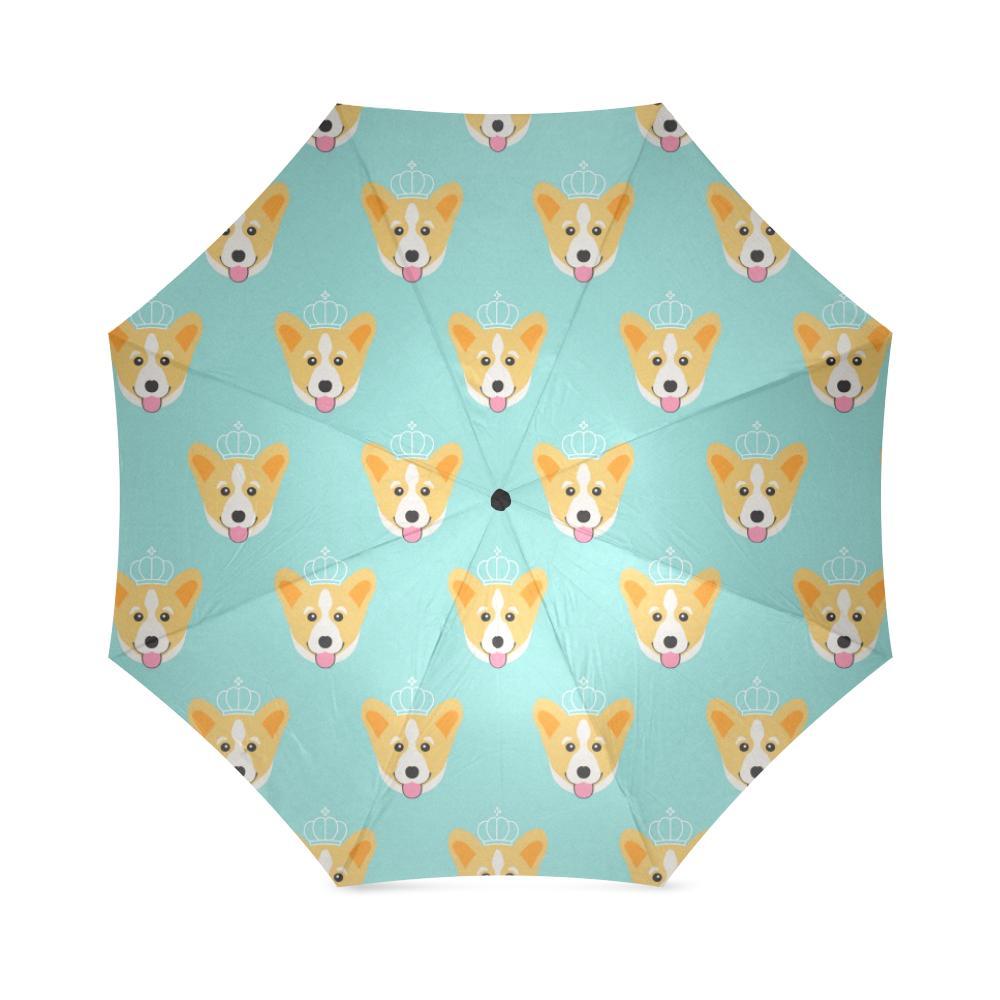 Queen King Corgi Pattern Print Foldable Umbrella-grizzshop