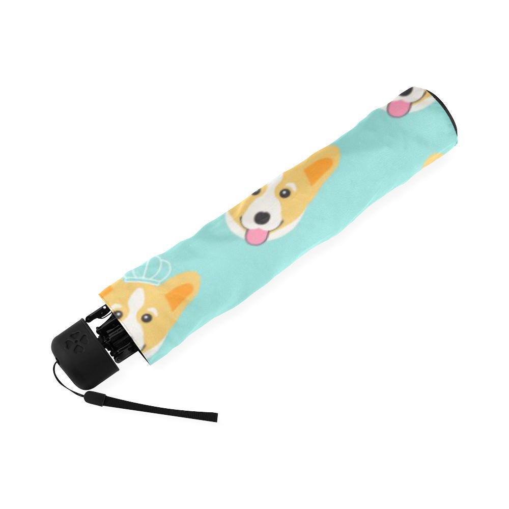 Queen King Corgi Pattern Print Foldable Umbrella-grizzshop