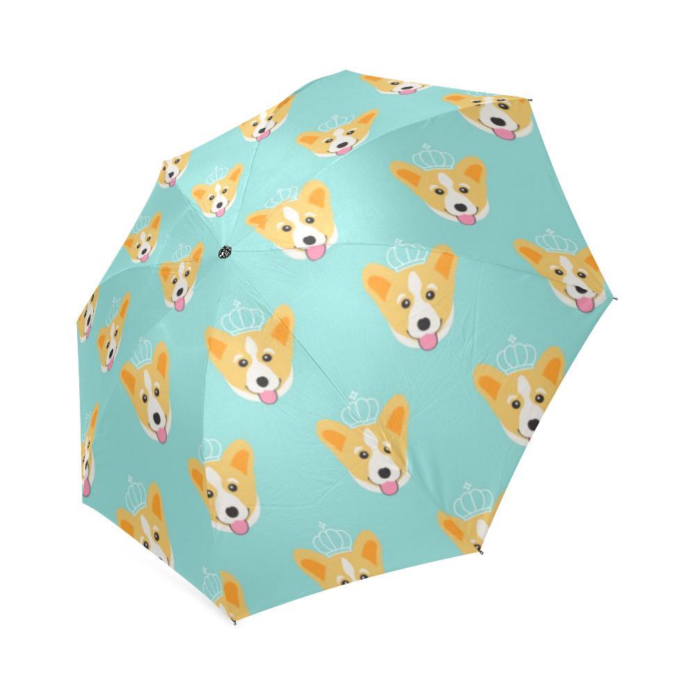 Queen King Corgi Pattern Print Foldable Umbrella-grizzshop