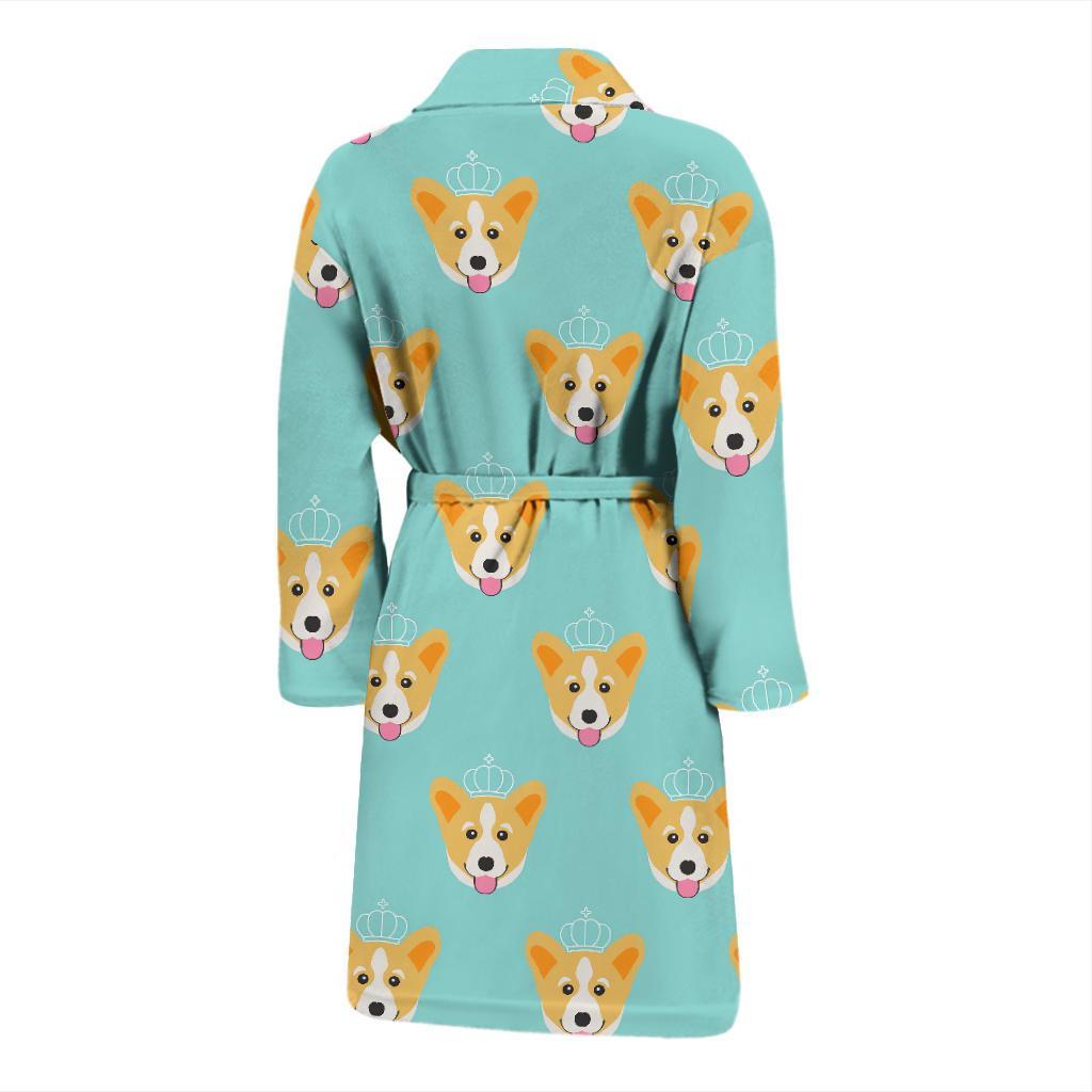 Queen King Corgi Pattern Print Men Long Robe-grizzshop