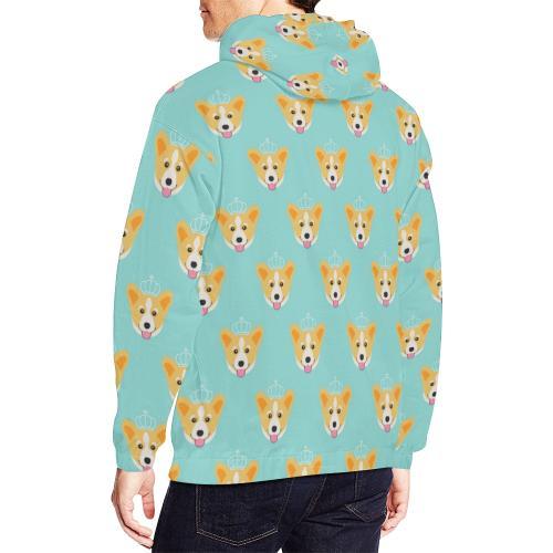 Queen King Corgi Pattern Print Men Pullover Hoodie-grizzshop