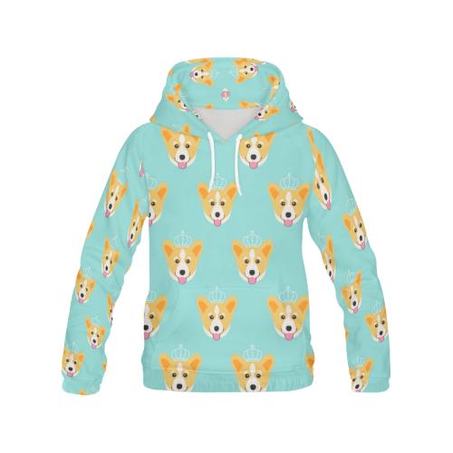 Queen King Corgi Pattern Print Men Pullover Hoodie-grizzshop