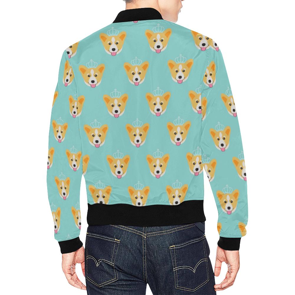 Queen King Corgi Pattern Print Men's Bomber Jacket-grizzshop