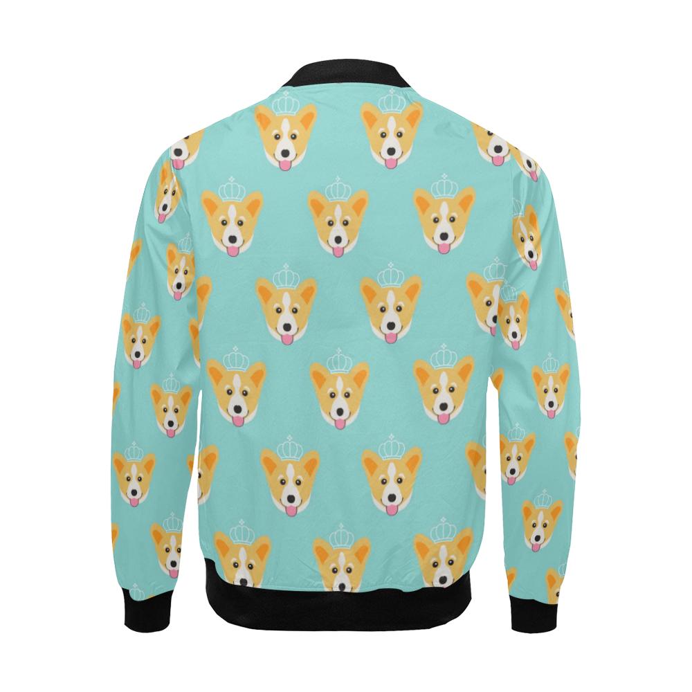 Queen King Corgi Pattern Print Men's Bomber Jacket-grizzshop