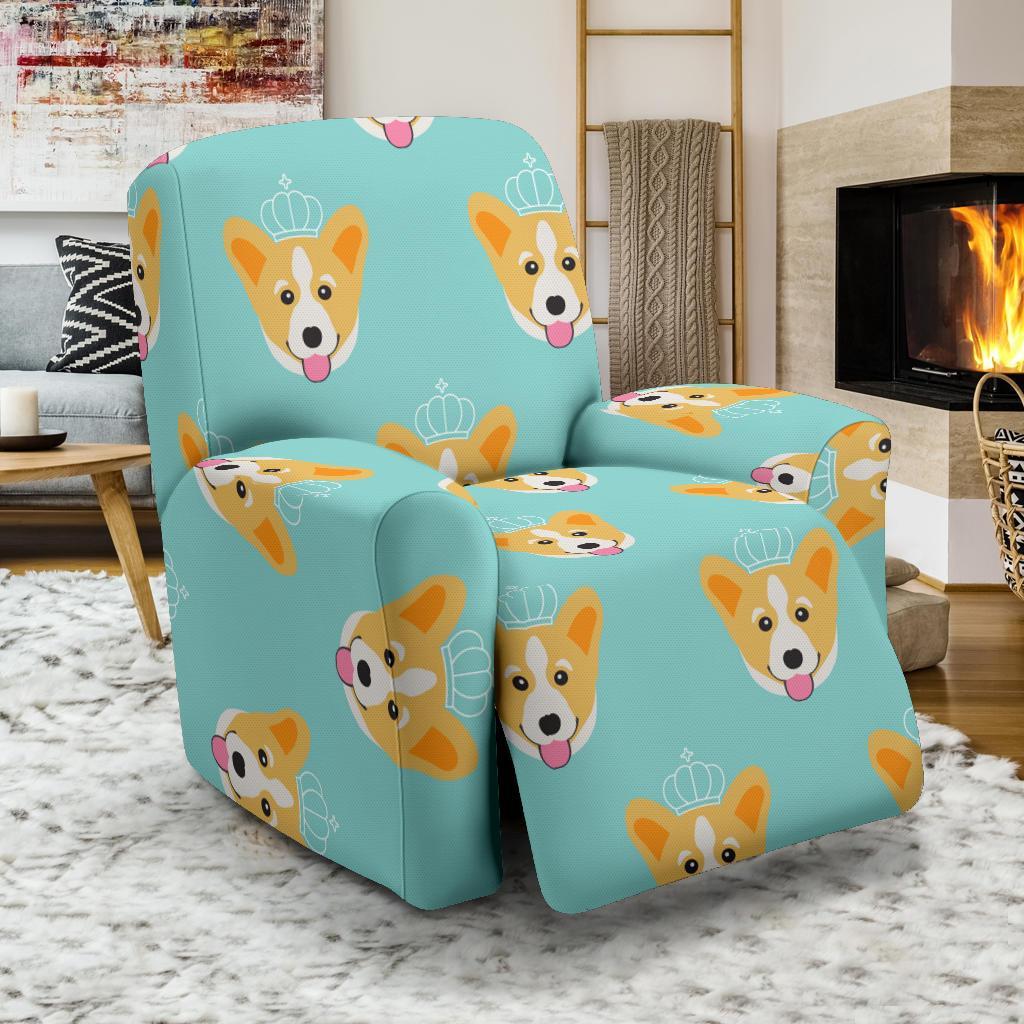 Queen King Corgi Pattern Print Recliner Cover-grizzshop