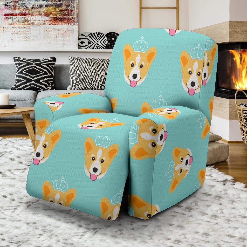 Queen King Corgi Pattern Print Recliner Cover-grizzshop