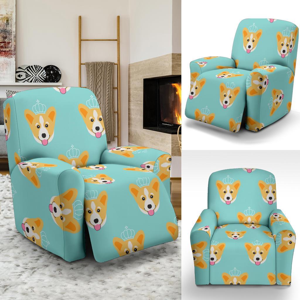 Queen King Corgi Pattern Print Recliner Cover-grizzshop