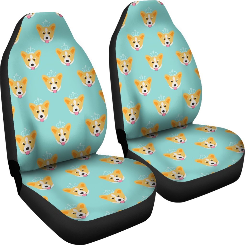 Queen King Corgi Pattern Print Universal Fit Car Seat Cover-grizzshop