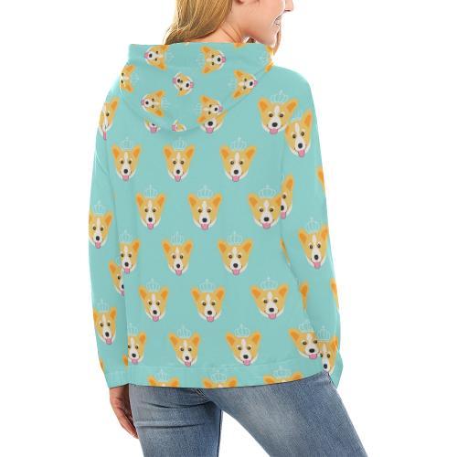 Queen King Corgi Pattern Print Women Pullover Hoodie-grizzshop