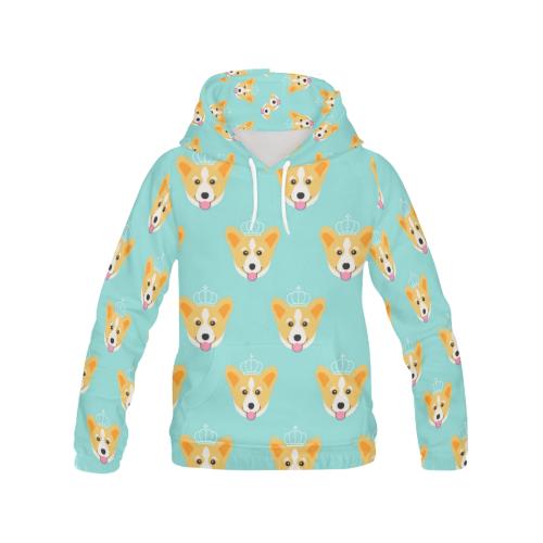 Queen King Corgi Pattern Print Women Pullover Hoodie-grizzshop