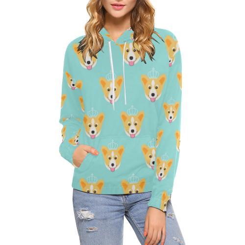 Queen King Corgi Pattern Print Women Pullover Hoodie-grizzshop