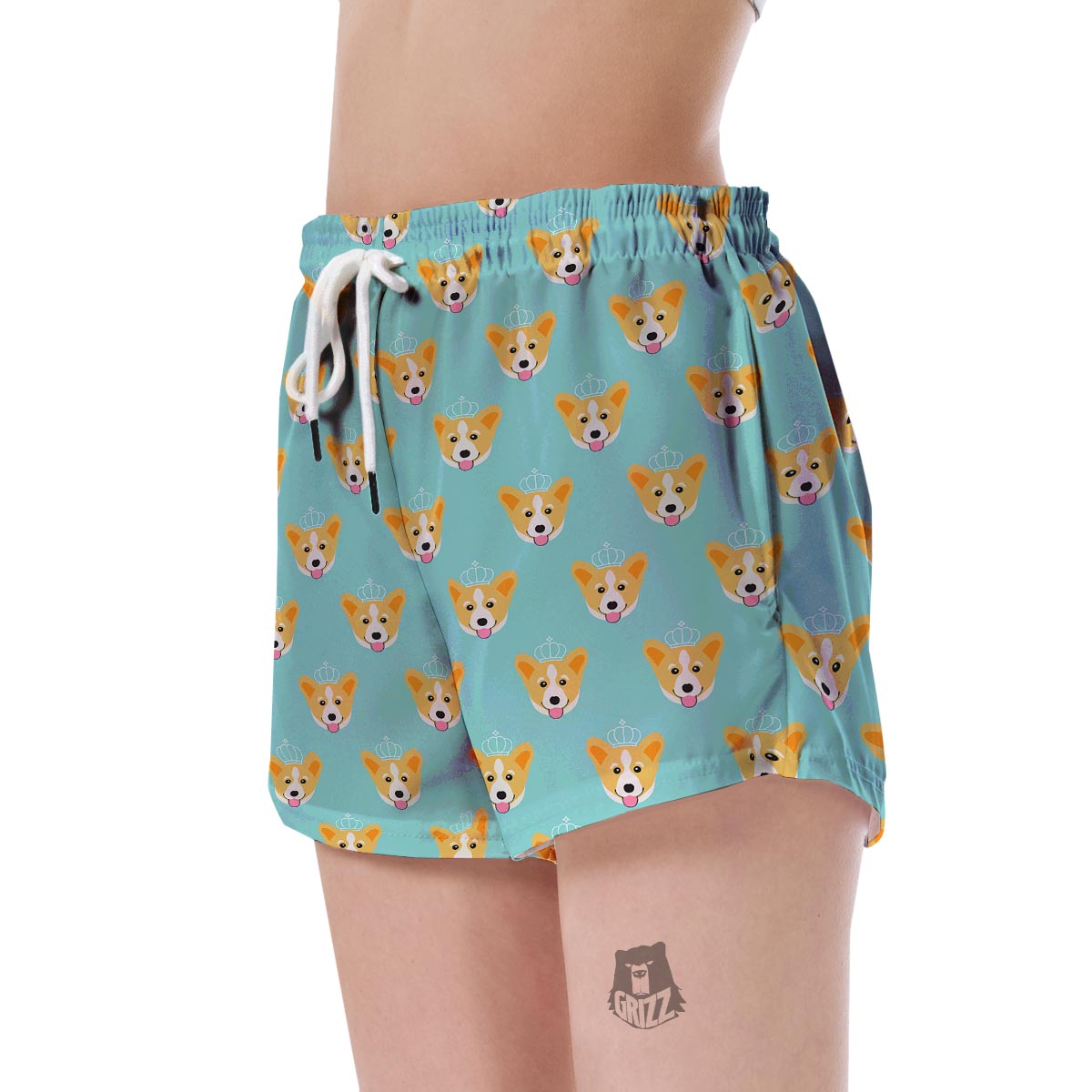 Queen King Corgi Pattern Print Women's Shorts-grizzshop