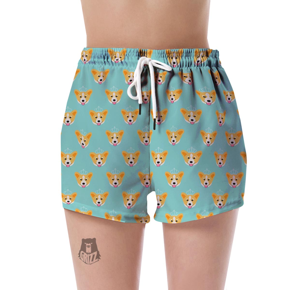 Queen King Corgi Pattern Print Women's Shorts-grizzshop