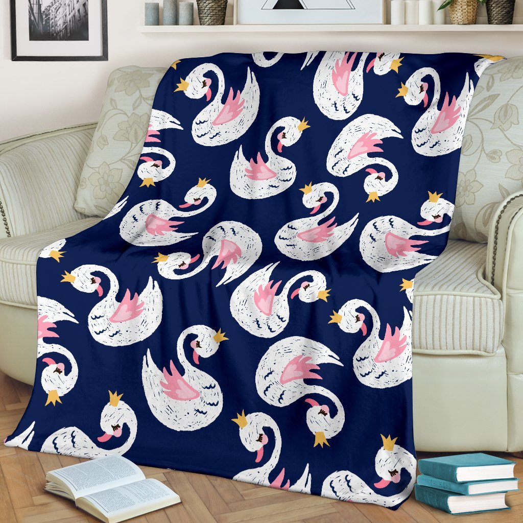 Queen Swan Pattern Print Blanket-grizzshop