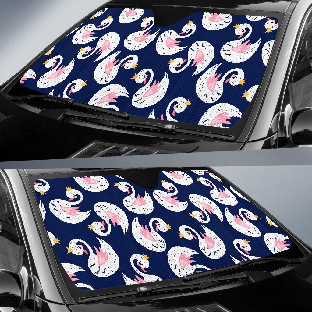 Queen Swan Pattern Print Car Sun Shade-grizzshop
